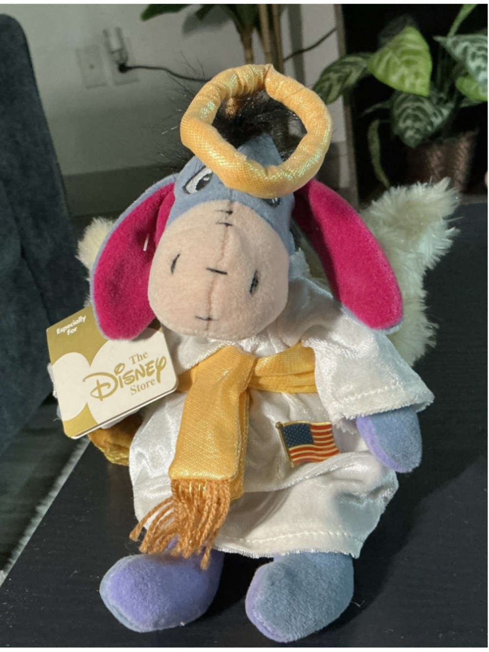 Vintage 2000 Disney Store Mini Bean Bag Eyeore Choir Angel 9'' Plush Beanie